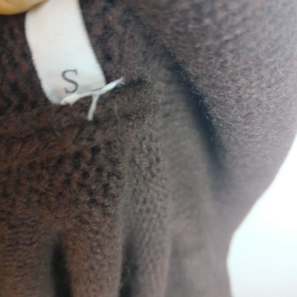 Chocolate BROWN Italian Cashmere Wool blend sweaterdress coatigan front button S - Picture 10 of 10